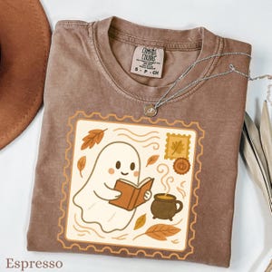 Retro Ghost Reading Books Shirt Comfort Colors, Halloween Teacher Tee, Librarian Halloween Shirt, Boo School Gift, Ghost Reading Shirt
