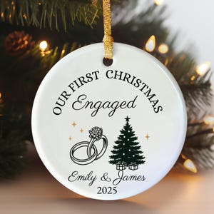 Engaged Ornament 2025, Our First Christmas Engaged Ornament with Names & Date, Personalized Engagement Ornament, Custom Wedding Gift