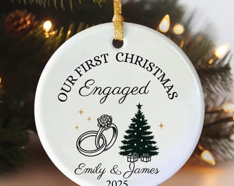 Engaged Ornament 2025, Our First Christmas Engaged Ornament with Names & Date, Personalized Engagement Ornament, Custom Wedding Gift
