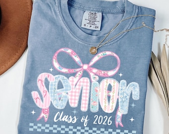 Senior Class Of 2026 Comfort Colors Shirt, Preppy Floral Senior Tee, Cute Graduation Shirt, Back To School Senior Gift, Trendy Senior Shirt