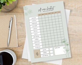 Momentos conscientes: lista de verificación de cuidado personal imprimible para un estilo de vida equilibrado y saludable