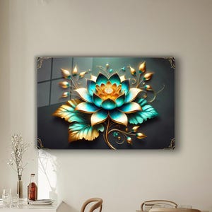 Floral Tempered Glass Wall Art: Modern Abstract Flower Panel
