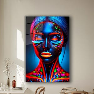 Woman Portrait Glass Wall Art, Abstract Woman Tempered Glass Wall Decor, Glass Wall Hanging, Woman Wall Art Decor, Woman Tempered Glass Art