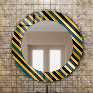Round Glass Wall Mirror: Modern Home Decor, UV-Printed Art