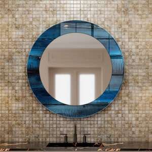 Art mural miroir rond, miroir décoratif en verre, miroir artistique moderne pour salon chambre, décoration murale tendance