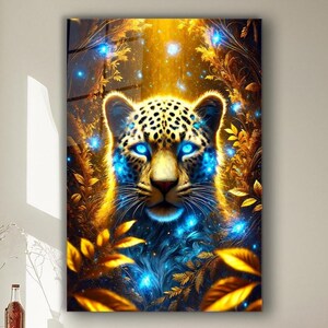 Leopard Glass Wall Art, Leopard Tempered Glass Wall Decor, Wall Hanging Decor, Housewarming Gift Wall Art Decor, Abstract Leopard Wall Art