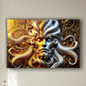 Medusa Glass Wall Art, Medusa Tempered Glass Wall Decor, Gold & Silver Medusa Glass Wall Hanging, Medusa Wall Decor, Medusa Wall Art Print