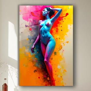 Abstract Woman Body Tempered Glass Wall Art: Man Cave Decor
