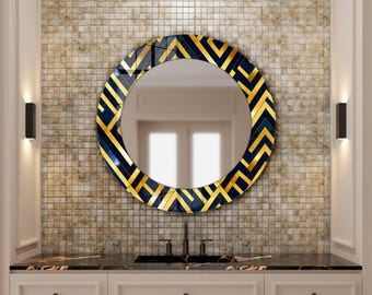 Round Bathroom Mirror, Modern Wall Mirror Decor, Vanity Mirror for Sink, Decorative Round Mirror for Living Room or Bathroom