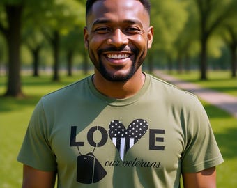 Ama a nuestros veteranos - Camiseta unisex de apoyo militar, camiseta patriótica, camiseta de apoyo a nuestras tropas, regalo para veteranos, ropa militar