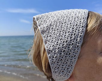 Bandana crocheted kerchief lace headband boho style scarf shawl summer festival