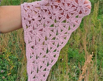 Crocheted bandana  Flowers Headband boho shawl scarf