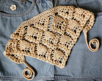 Bandana, fascia per capelli in pizzo all'uncinetto, sciarpa stile boho, fazzoletto triangolare, scialle stile rustico, Spikelets Summer Festival