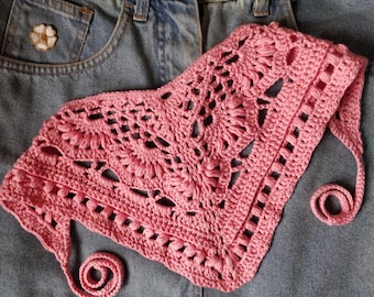 Bandana gehäkelte Spitze Stirnband Boho Stil Dreieckstuch Halstuch Schal rustikal Sommer Festival