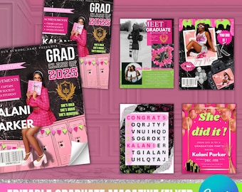 Graduate Magazine Cover: Graduation Party Invitation (Canva Pro Template)