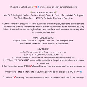 Pode incluir: Um download digital para um modelo Canva para marketing de m&iacute;dia social. O modelo tem 1080 x 1080 pixels, o tamanho de uma postagem do Instagram. O texto na imagem diz "IMPORTANT NOTE BABES: Here We Offer Digital Products That Are Already Done; No Physical Products Will Be Shipped. Our Digital Download Link Will Be Sent After Purchase Is Complete."