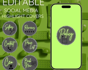 Capas editáveis para destaques de mídia social: modelo do Canva (download digital)