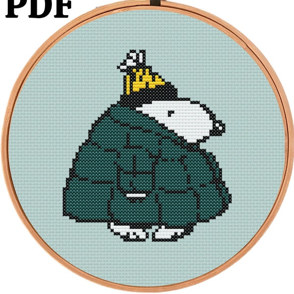 Snoopy Inspired Puffy Jacket Winter Cross Stitch Pattern PDF, holiday Embroidery, printable pattern, DIY Cross Stitch, dog embroidery PDF