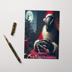 Carte de clause de Noël monstre, Trippy, Unique, imprimée, psychédélique, carte de Noël.