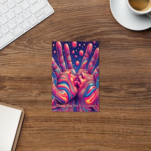 Trippy Loving Hands Dankes-Grußkarte, Trippy, Unikat, Print, Psychedelic