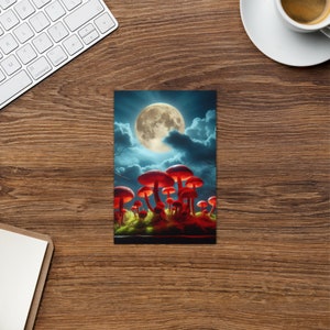 CARTE DE VUX Champignons magiques dans le ciel, Trippy, Unique, impression, Psychédélique