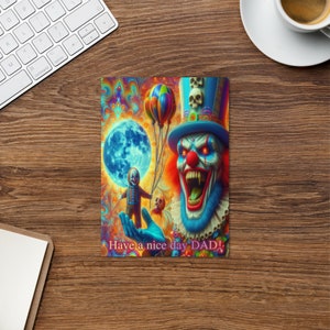 Carte de voeux fête des pères clown fou.  Trippy, Unique, imprimé, Psychédélique
