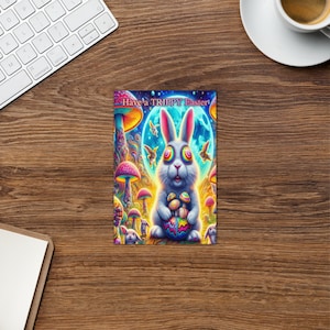Carte de voeux trippy lapin de Pâques, trippy, unique, impression, psychédélique