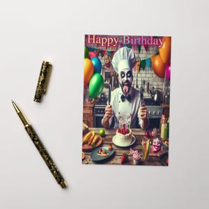 Tarjeta de felicitación de cumpleaños de Mad Chefs, psicodélica, única, impresa