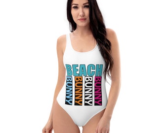 Beach Bunny Funny Summer Vacation Pool Party One-Piece Swimsuit