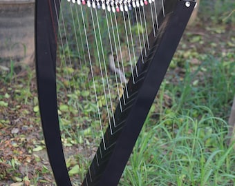 26 String Celtic Lever Harp, Black Beech Wood, Carry Bag and Tuning Wrench