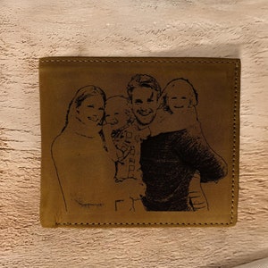 Cartera personalizada con foto grabada para hombre, cartera de cuero para él, regalos para el esposo, cartera con foto, regalos para el Día del Padre, regalos para papá