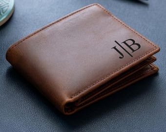 Personalized Leather Wallet Engraved RFID Men Wallet, Custom Fathers Day Bifold Gift for Dad Husband Boyfriend Him Anniversary Birthday Gift