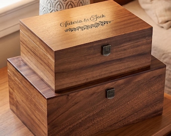 Personalized Walnut Keepsake Box, Wedding Memory Box, Wedding Keepsake Box, Anniversary Gift, Bridal Shower Gift, Gift For Couple
