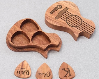 Custom Wooden Guitar Picks Box, Personalized Guitar Pick Holder Storage, Valentines Day Gifts for Husband, Custom Guitar Pick Holder