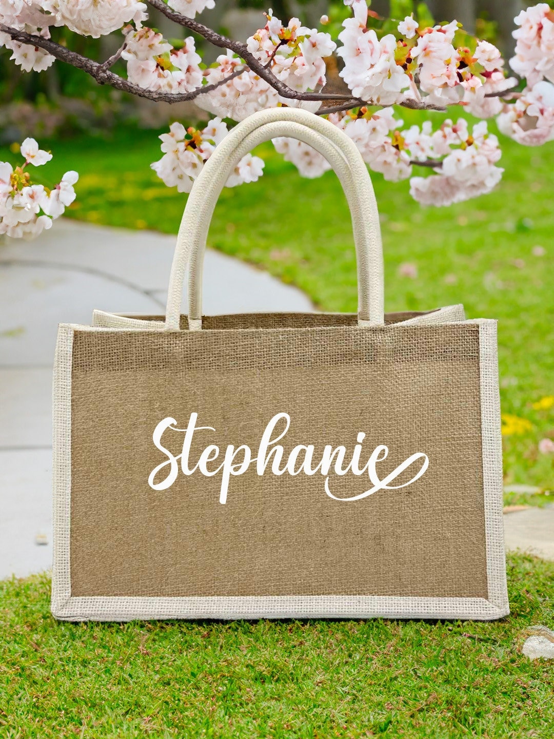 Personalized Burlap Tote Bags, Wedding Favors Gift for Her, Custom Name ...