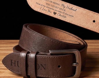 Custom Engraved Leather Belt for Men, Personalized Husband Gift, 3rd Anniversary & Christmas Gift for Him, Special Gift for Him