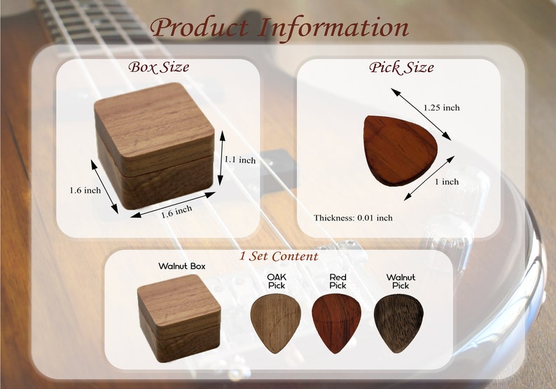 Custom Wooden Guitar Picks Box, Personalized Guitar Pick Holder Storage