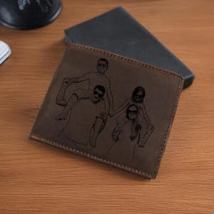 Cartera personalizada con foto grabada para hombre, cartera de cuero para él, regalos para el esposo, cartera con foto, regalos para el Día del Padre, regalos para papá