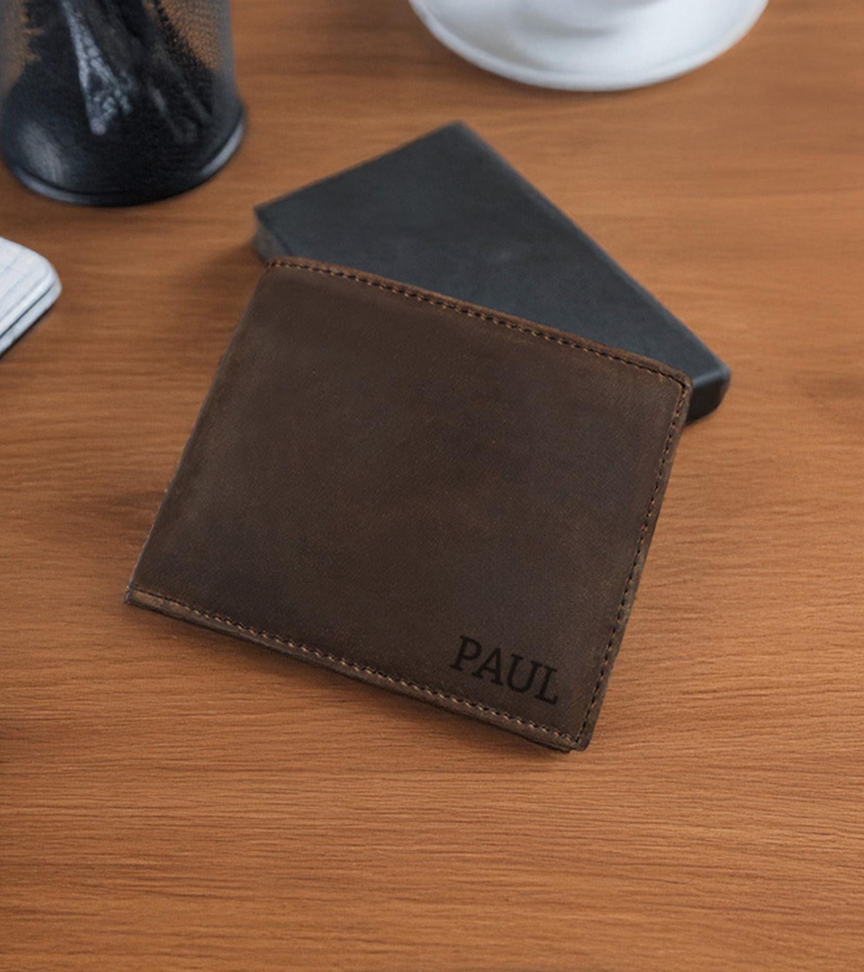Personalized Leather RFID Wallet, Engraved Genuine Leather Custom Wallet, Anniversary Gift For Him, Men, Father, Dad, Husband, Boyfriend