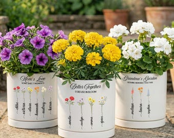Grandmas Garden Gift for Grandma, Personalized Gifts for Mothers Day Gifts, Personalized Flower Pot, Birth Flower Mom Gifts from Daughter