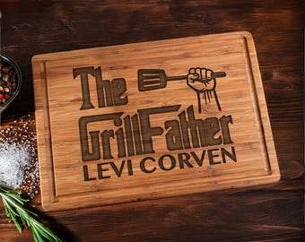Personalized Christmas Gift For Dad, BBQ Cutting Board, Custom Boyfriend Gift, Husband Gift for Him, Wood Grill Gift for Fiance