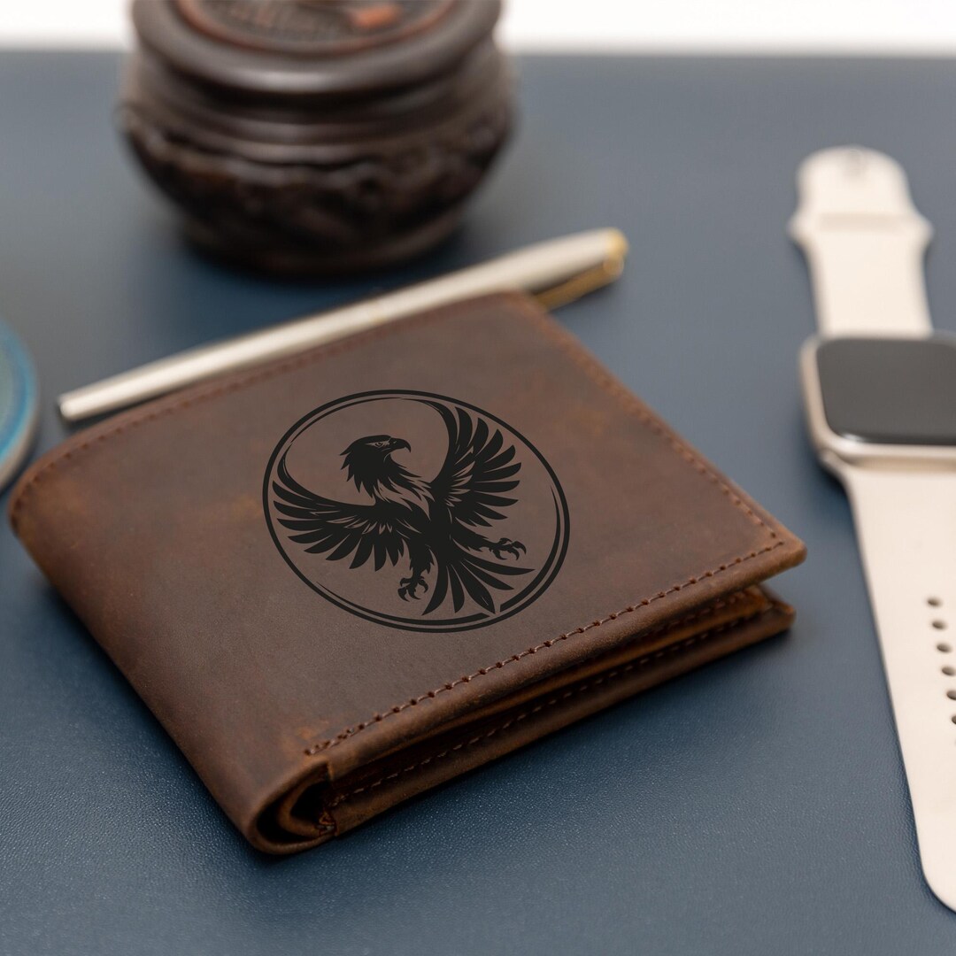 Custom Logo Personalized Leather RFID Wallet, Engraved Monogram Genuine ...