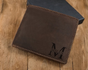 Personalized Leather RFID Wallet, Engraved Genuine Leather Custom Wallet, Gift For Him, Groomsmen Wallet, Husband, Boyfriend, Men, Father