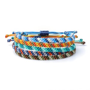 Handmade Macrame boho Surf Waxed Pattern Thread Bracelet / Anklet for Men and Women - Waterproof