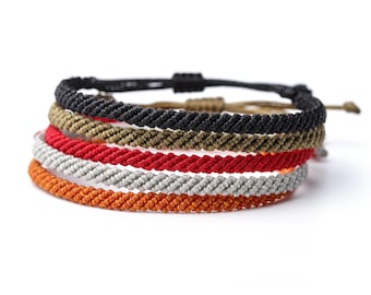 Handmade Macrame boho Surf Waxed Thread Bracelet / Anklet for Men and Women - Waterproof