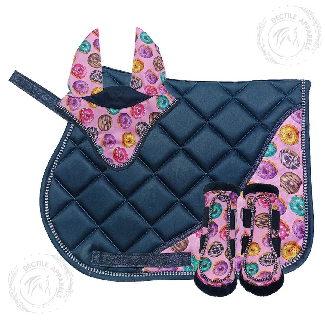 Saddle Pad Set | Holographic All Purpose Metallic Multi Color Matching Saddle Pads/ Brushing Boots/ Ear Bonnet For Horse