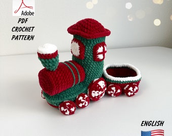 Patrón Crochet Tren de vapor / Divertida Locomotora de Peluche / Diseño Crochet PDF Locomotora / Patrón Amigurumi Tren de vapor