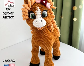 Motif cheval au crochet / cheval en peluche drôle / motif PDF cheval au crochet / motif cheval Amigurumi