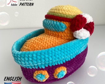 Crochet Pattern Boat / Funny Plush Boat / Crochet Design PDF Boat / Amigurumi Pattern Boat
