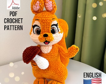 Crochet Pattern Squirrel / Funny Plush Squirrel / Crochet Design PDF Squirrel / Amigurumi Pattern Squirrel